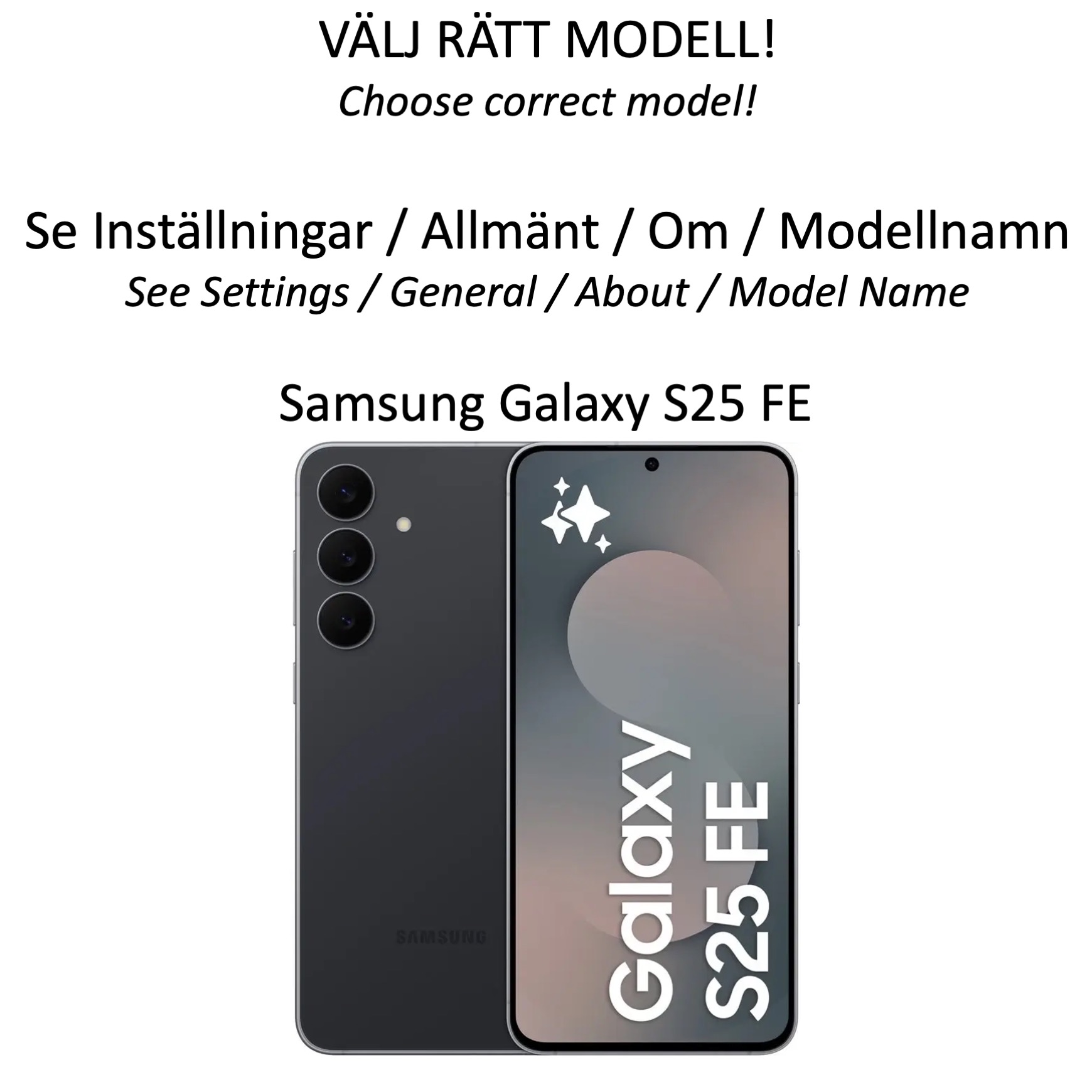 Samsung Galaxy S25 FE plånboksfodral plånbok fodral skal svart - - 2