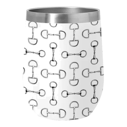 Wine Tumbler AWST Intl Horse Motif Snaffle Bit White