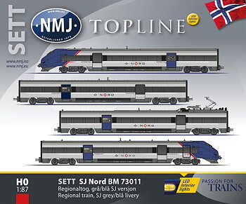 NMJ Topline SJ NORD Type 73. Sett 73.11, Grå/Blå, DC m/ Interiørlys