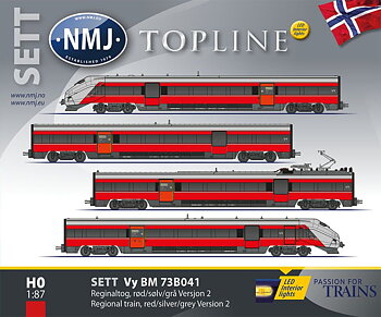 NMJ Topline VY Motorvognsett Type 73B, sett 73.41, Rød, Sølv og Grå, DC