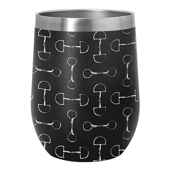Wine Tumbler AWST Intl Horse Motif Snaffle Bit Black