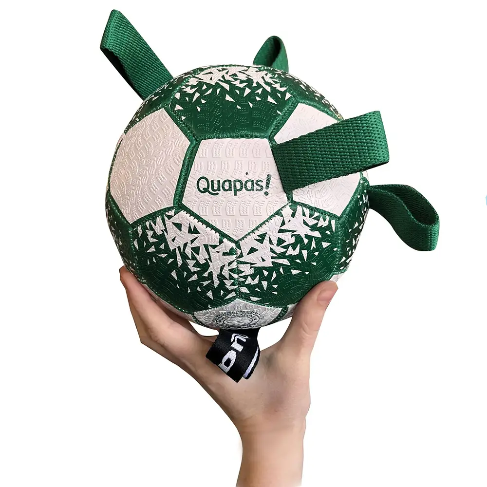 Short handle soccer ball with flaps for dog toy Quapas