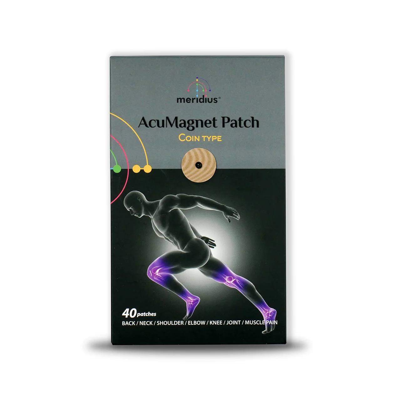 AcuMagnet Patch, Kulplåster för kroppsakupressur, 1100 gauss, 40 st med en magnet