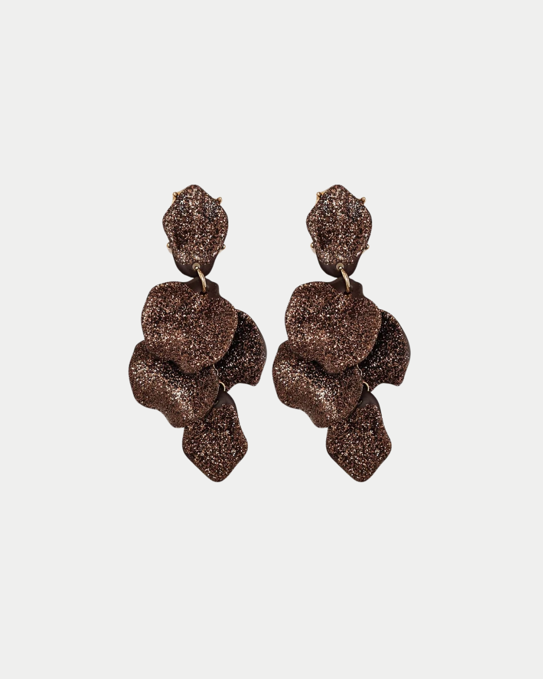 Leaf Earrings Glitter Brown