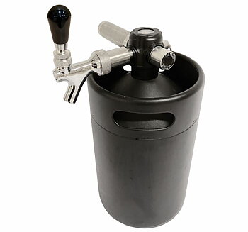Mini keg 4 l med regulator och tappkran, svart