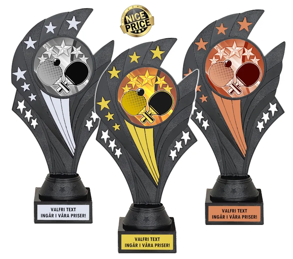 Pokal Black Nova Bordtennis, inklusive gravyr!