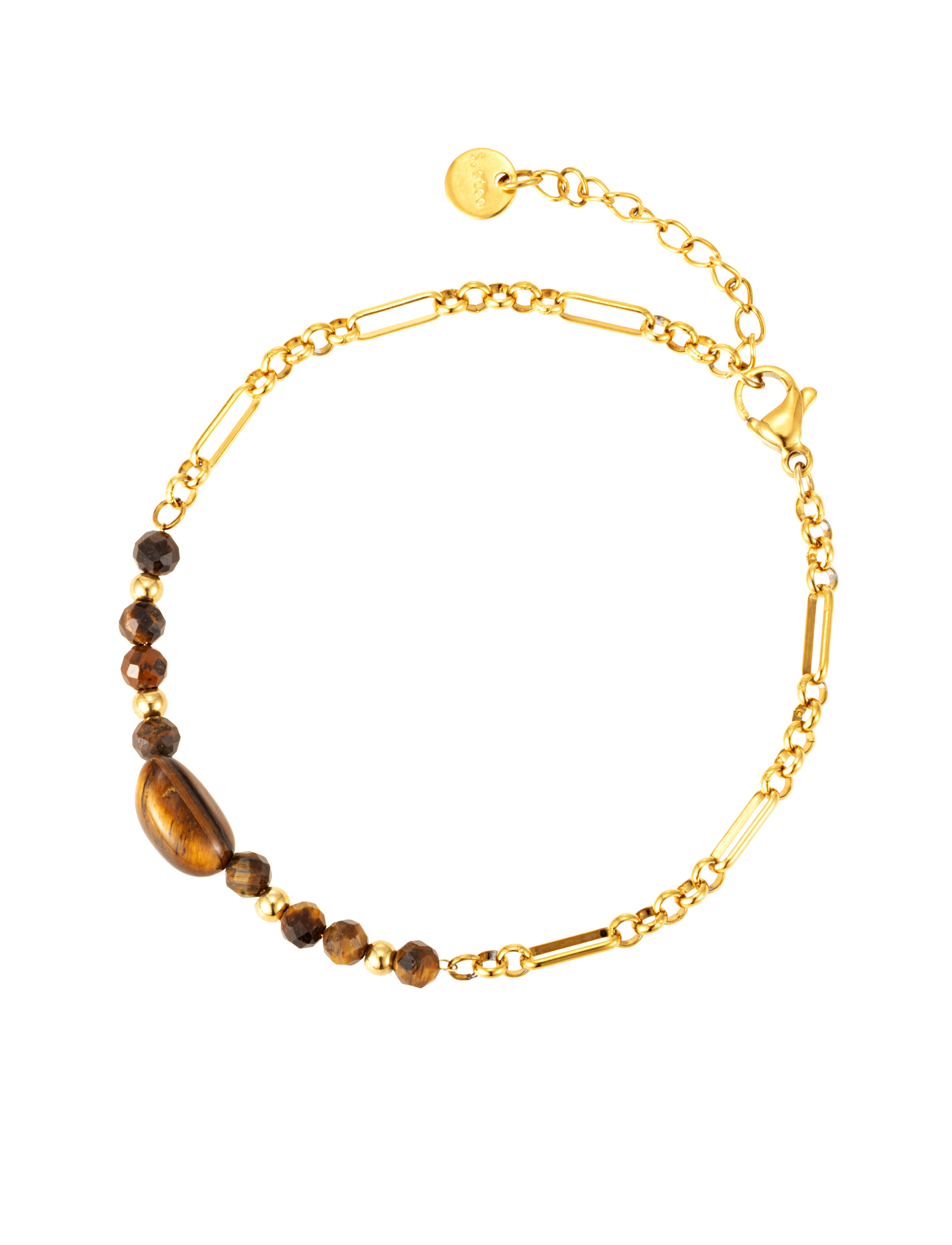 Bead and chain bracelet brown