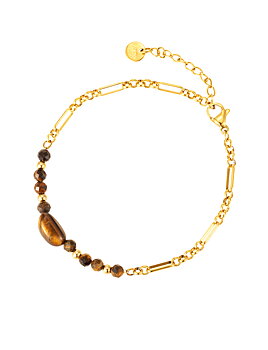 Bead and chain bracelet brown