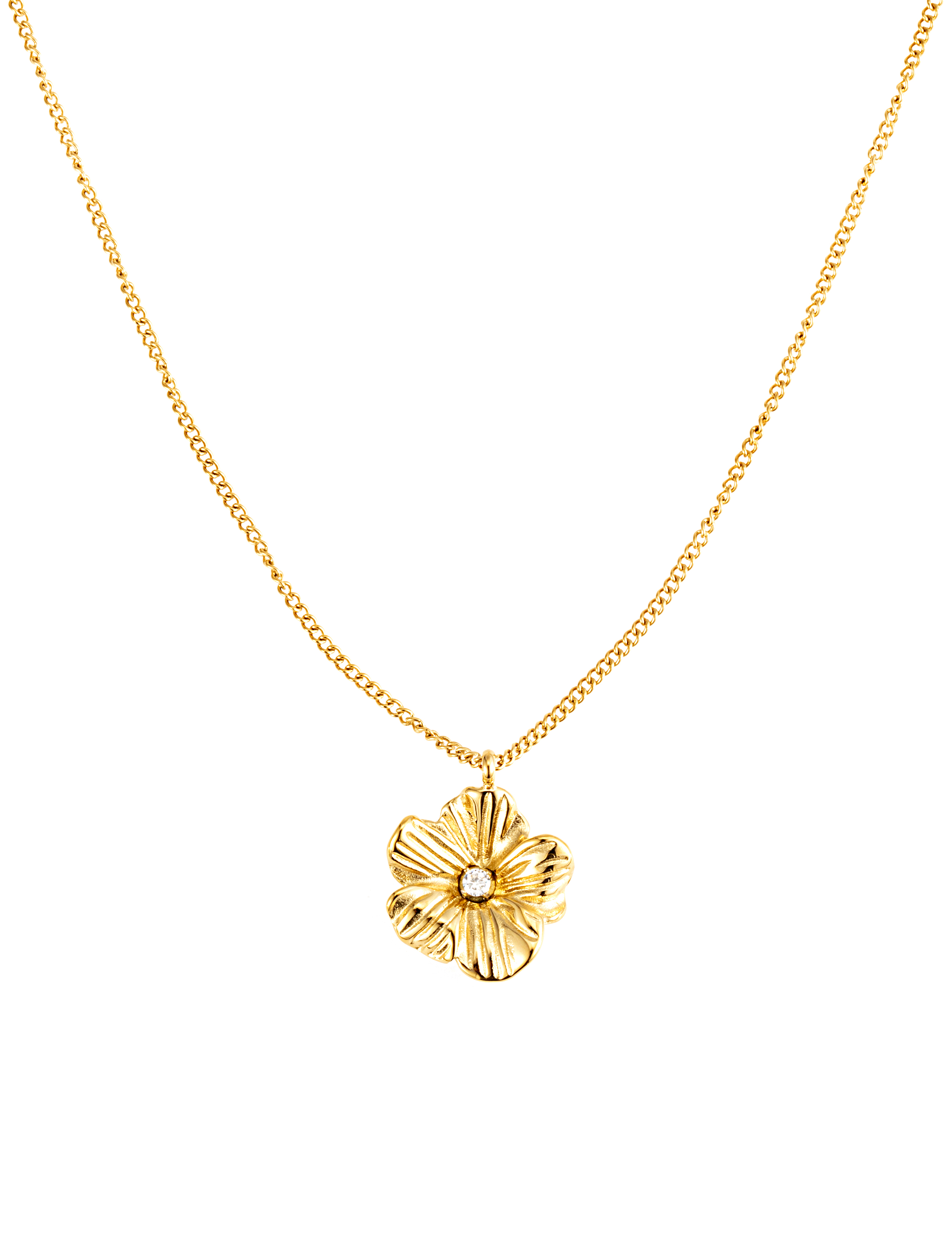 Daisy crystal necklace gold - 2