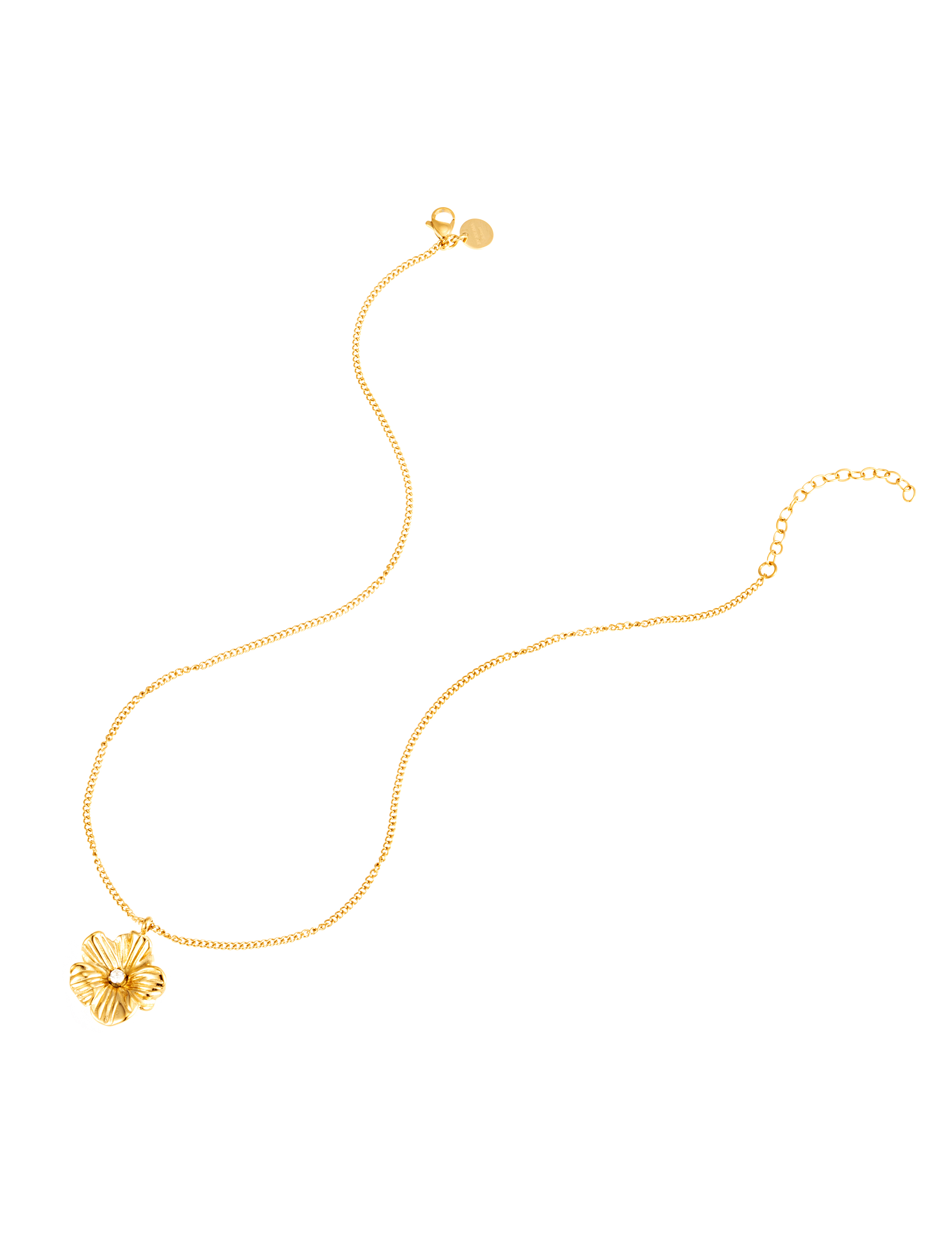 Daisy crystal necklace gold - 4