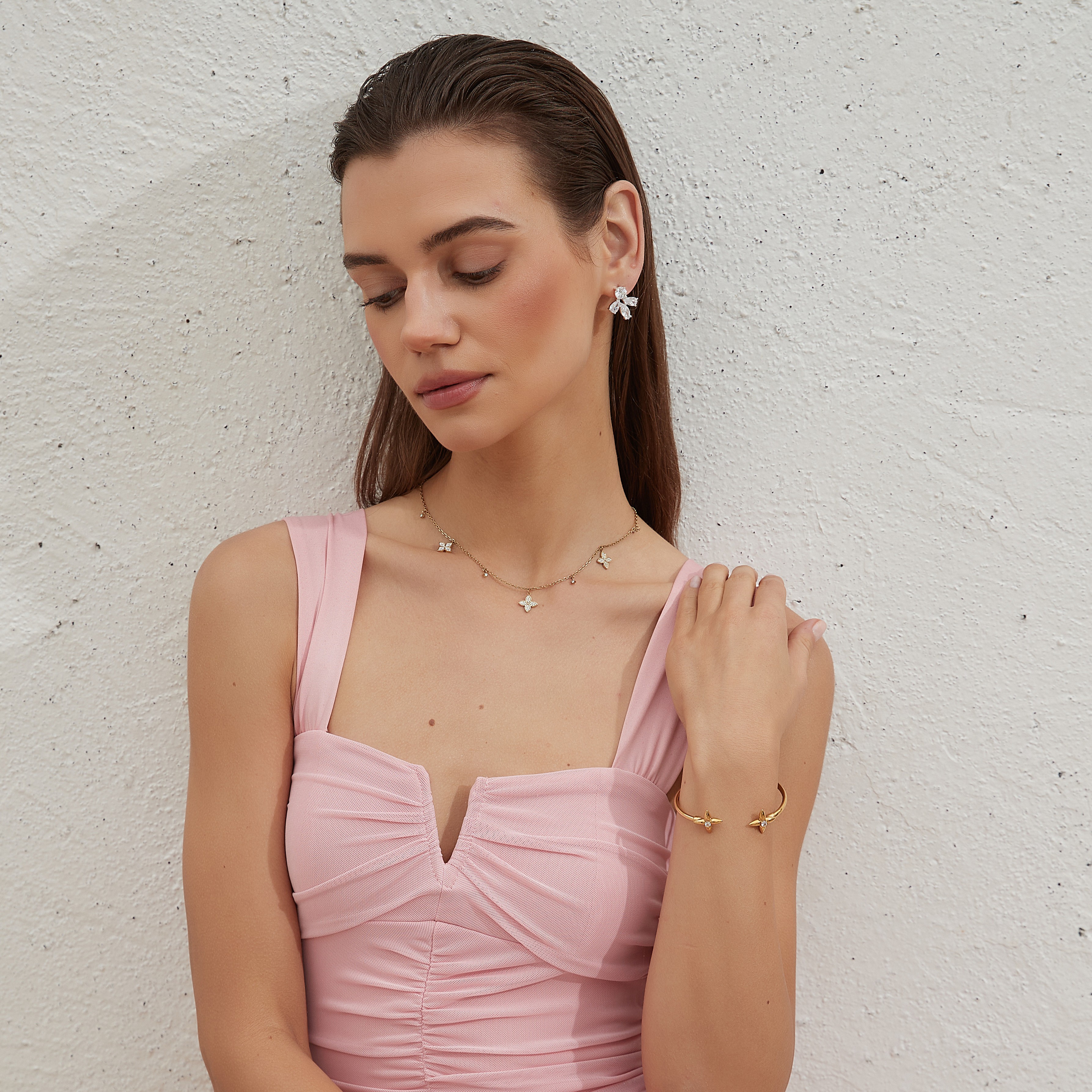 Valencia crystal necklace gold - 3