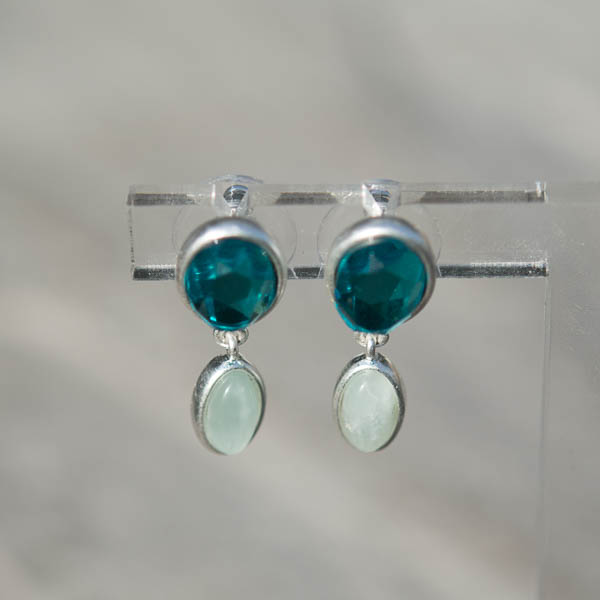 Sence Copenhagen - Earstuds Aquamarine  Worn Silver
