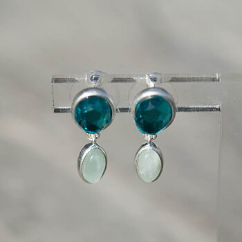 Sence Copenhagen - Earstuds Aquamarine  Worn Silver