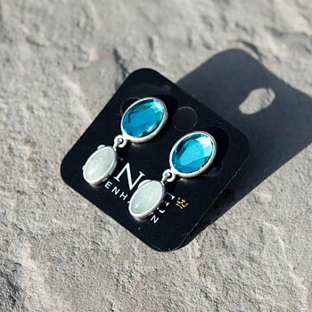 Sence Copenhagen - Earstuds Aquamarine  Worn Silver