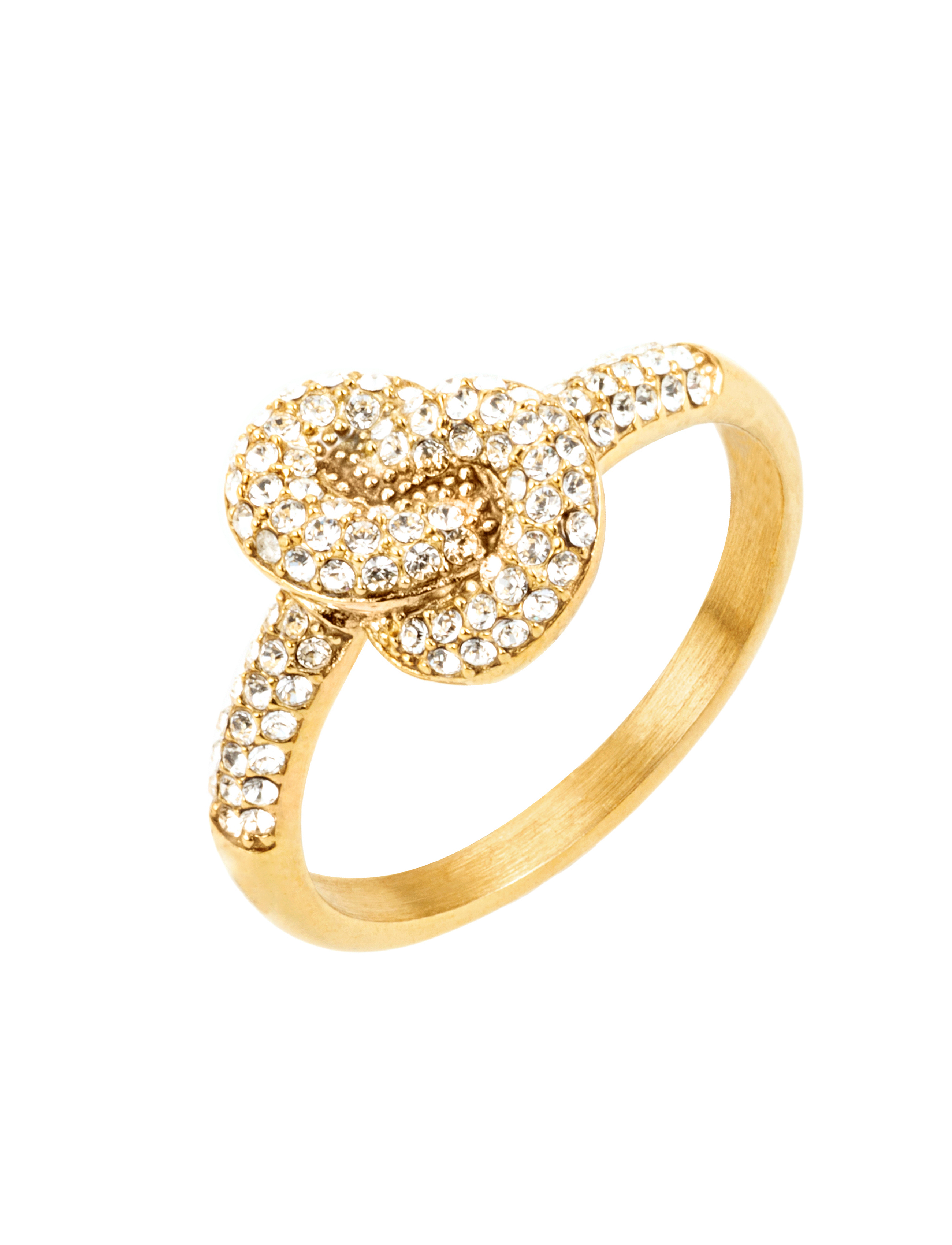 Knot crystal ring gold