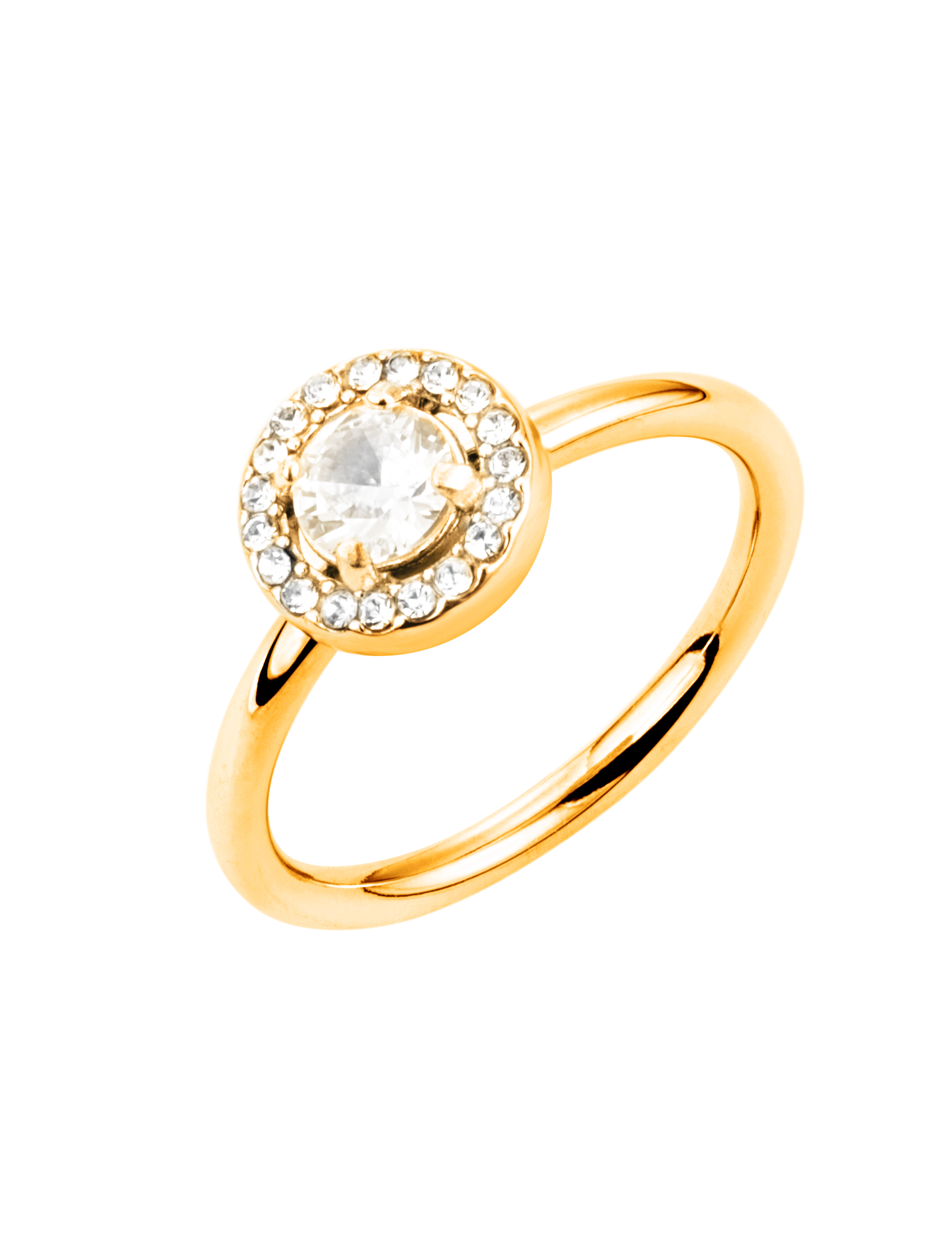 Halo crystal ring gold