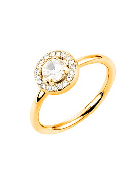 Halo crystal ring gold