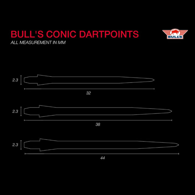 Bulls NL Conic Dartspetsar Black 32mm - 3