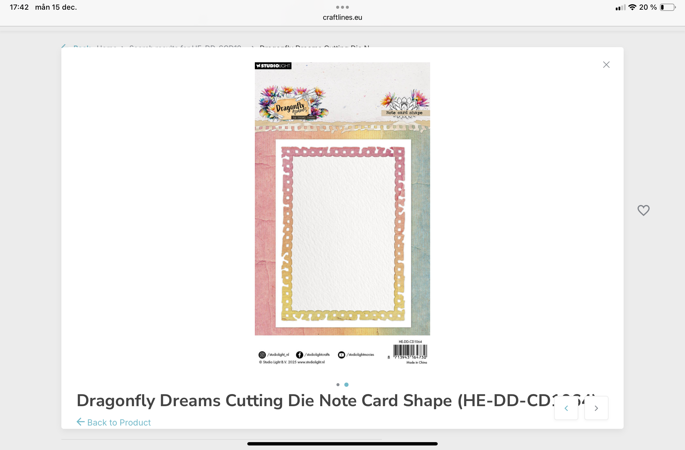 Studio Light Dragonfly Dreams Cutting Dies - Note Card Shape - 2