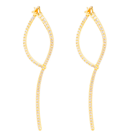 Loop örhängen, guld med vita stenar