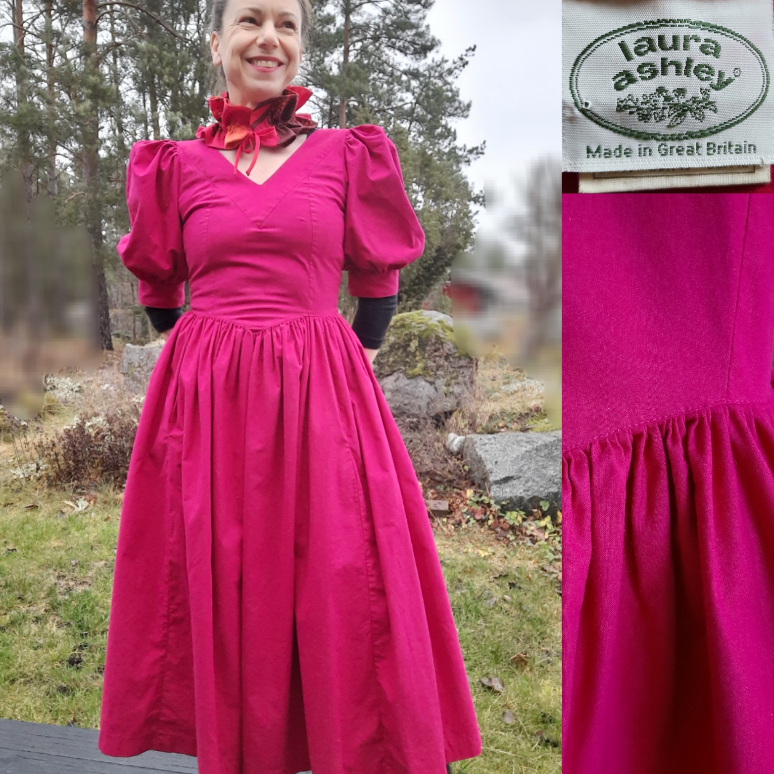 Enfärgad Laura Ashley klänning storlek 40, Vintage - 2