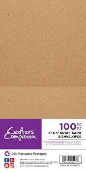 Crafter's Companion Card & Envelopes 5x5 inch Kraft (100pcs)