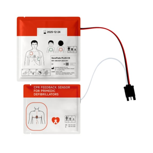 Primedic HeartSave myPAD-elektroder med HLR-feedbacksensor.