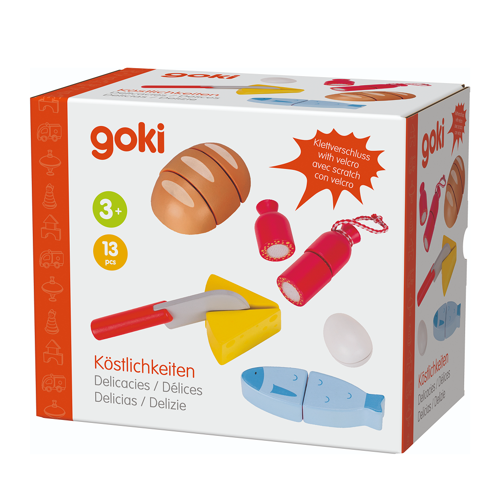 Goki Leksaksmat i trä Delikatesser  att skära - giftfritt och hållbart i trä för små barn