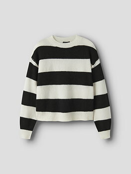 NLFBYNTHE STRIPE LS SHORT KNIT black