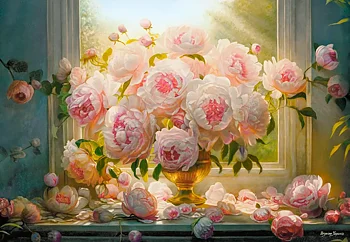 Hot Summer Peonies, puslespil med 1000 brikker, Art Collection (C-105472)