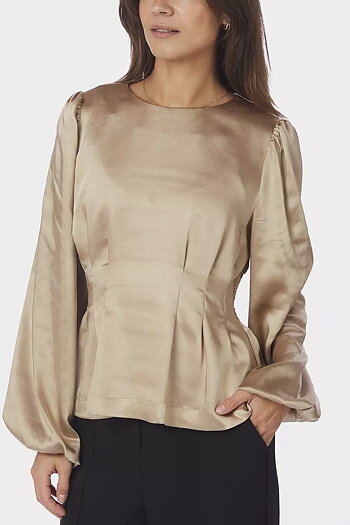 Neo Noir  - Vanya Crushed Sateen Blouse Gold