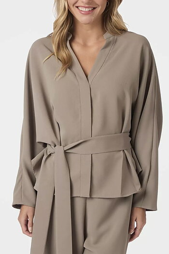 Neo Noir  - Ellery Crepe Blouse Taupe
