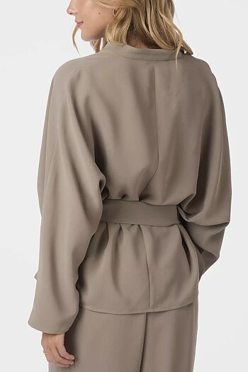 Neo Noir  - Ellery Crepe Blouse Taupe