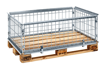 Fällbar och stapelbar pallram för EUR-pall
