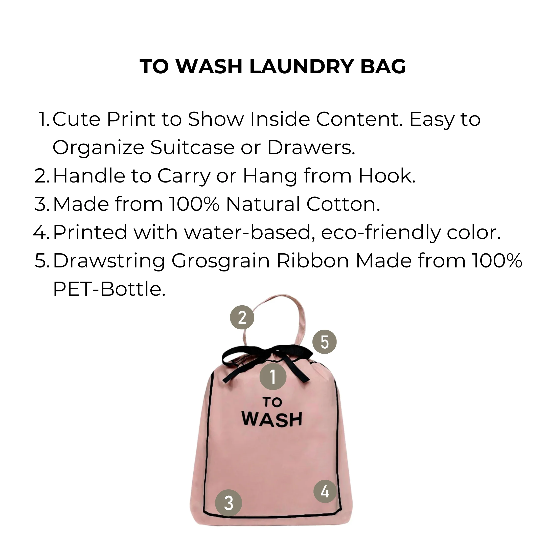 Förvaringspåse - to wash- rosa - 4