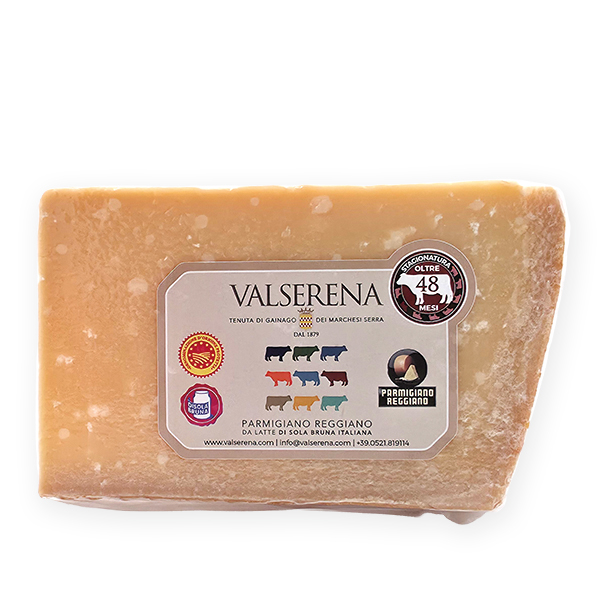 Valserena Parmigiano Reggiano 48 mån Vacche Brune D.O.P, 500 g KORT DATUM