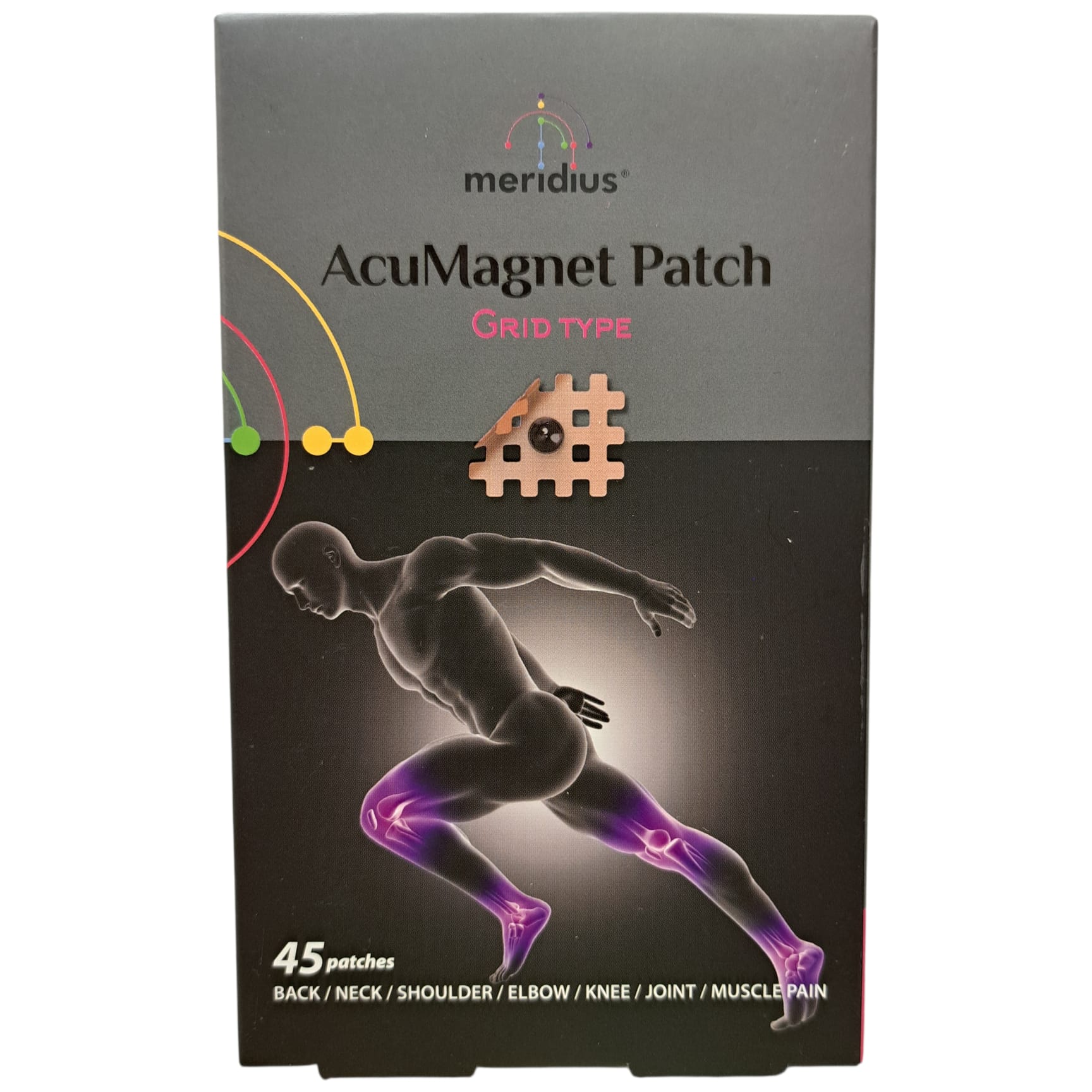 AcuMagnet Patch, Kulplåster för kroppsakupressur, 1100 gauss, 45 st med en magnet på rutnätsplåster