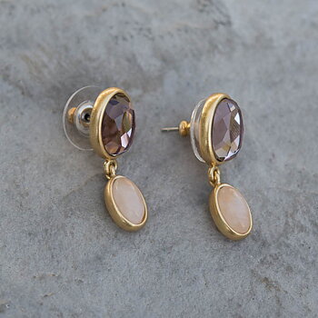 Sence Copenhagen - Earstuds Rose Quartz  Worn Gold 