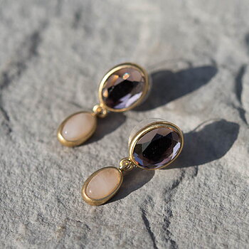 Sence Copenhagen - Earstuds Rose Quartz  Worn Gold 