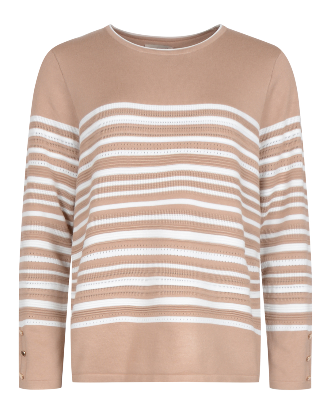Jumper randig mönstrad stickning beige/vit - 3