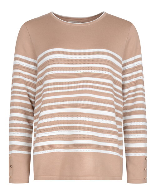 Jumper randig mönstrad stickning beige/vit - 3