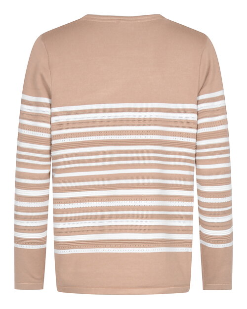 Jumper randig mönstrad stickning beige/vit - 4