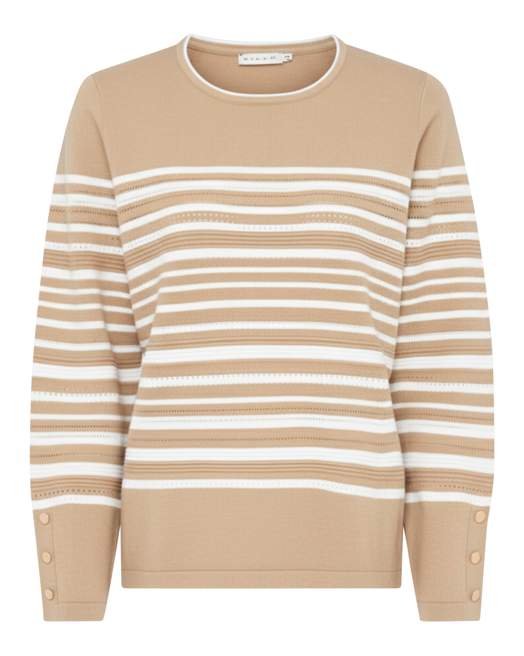 Jumper randig mönstrad stickning beige/vit - 2