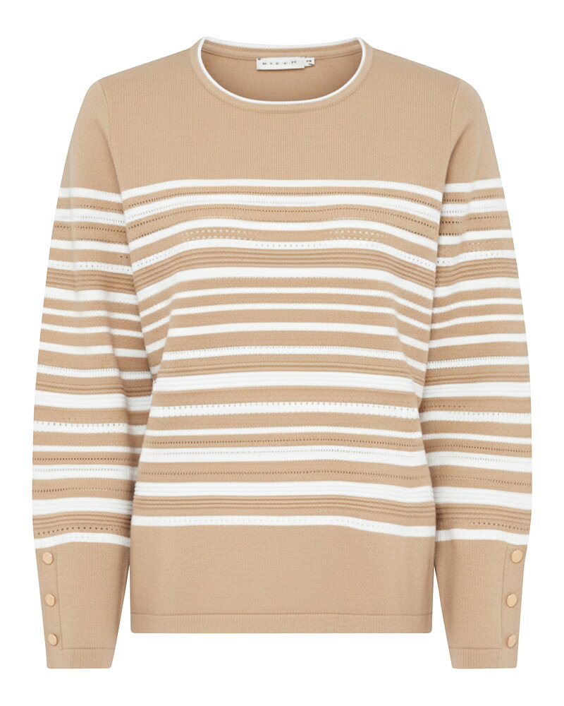 Jumper randig mönstrad stickning beige/vit