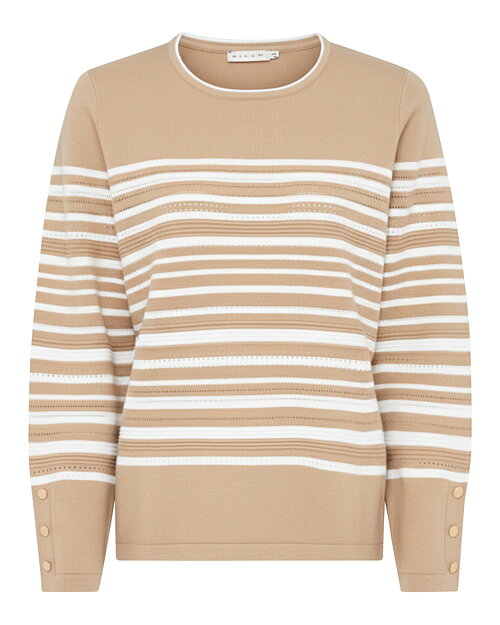 Jumper randig mönstrad stickning beige/vit - 2