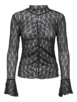 JDYLALA L/S HIGH NECK LACE TOP JRS  Black