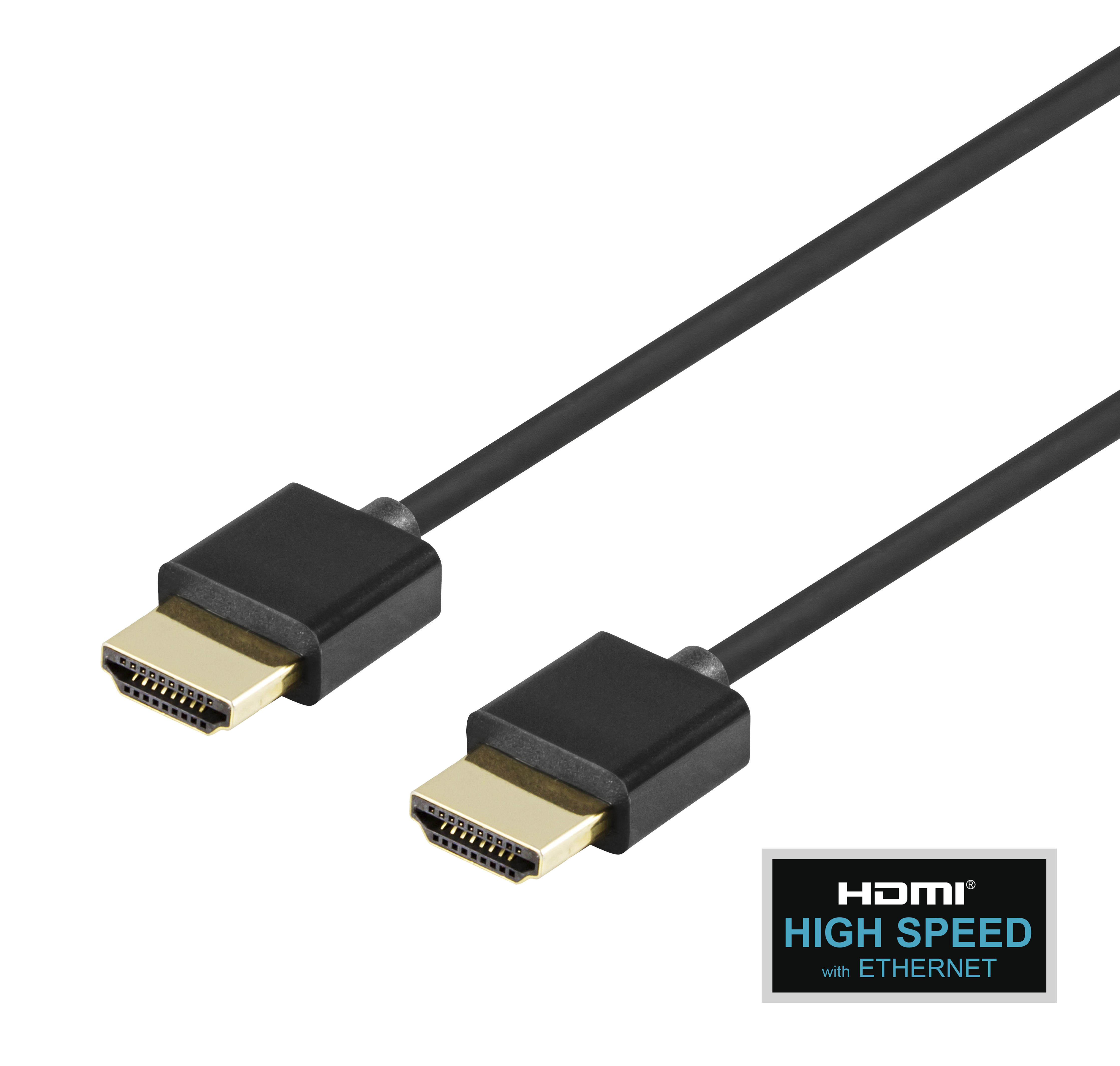 Deltaco Ultratunn high speed HDMI-kabel med Ethernet, 3 m, svart
