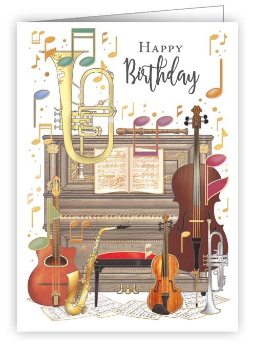Happy Birthday, Music instruments, Mini card