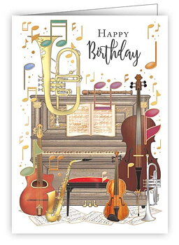 Happy Birthday, Music instruments, Mini card