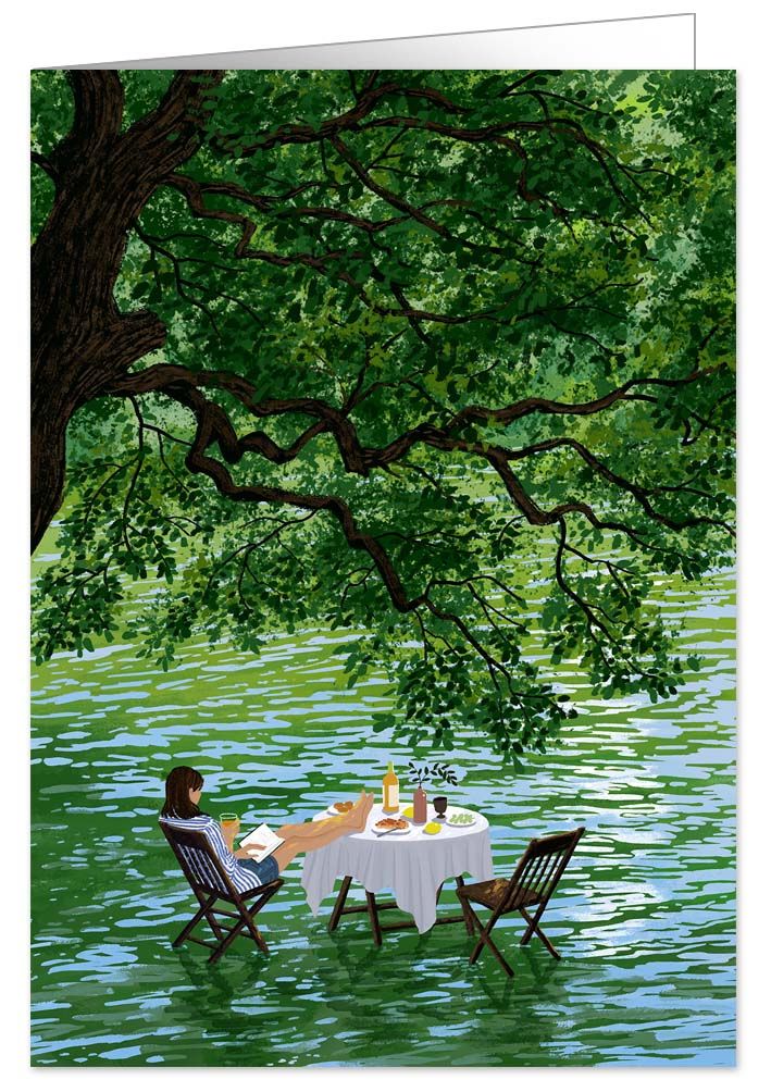 Reading in summer time, Heartfelt, Greeting Card 